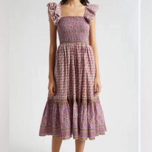 Mille Dresses & Skirts - Mille Plus Olympic Heirloom Midi Dress mini floral Ruffle Cotton smocked Size XL